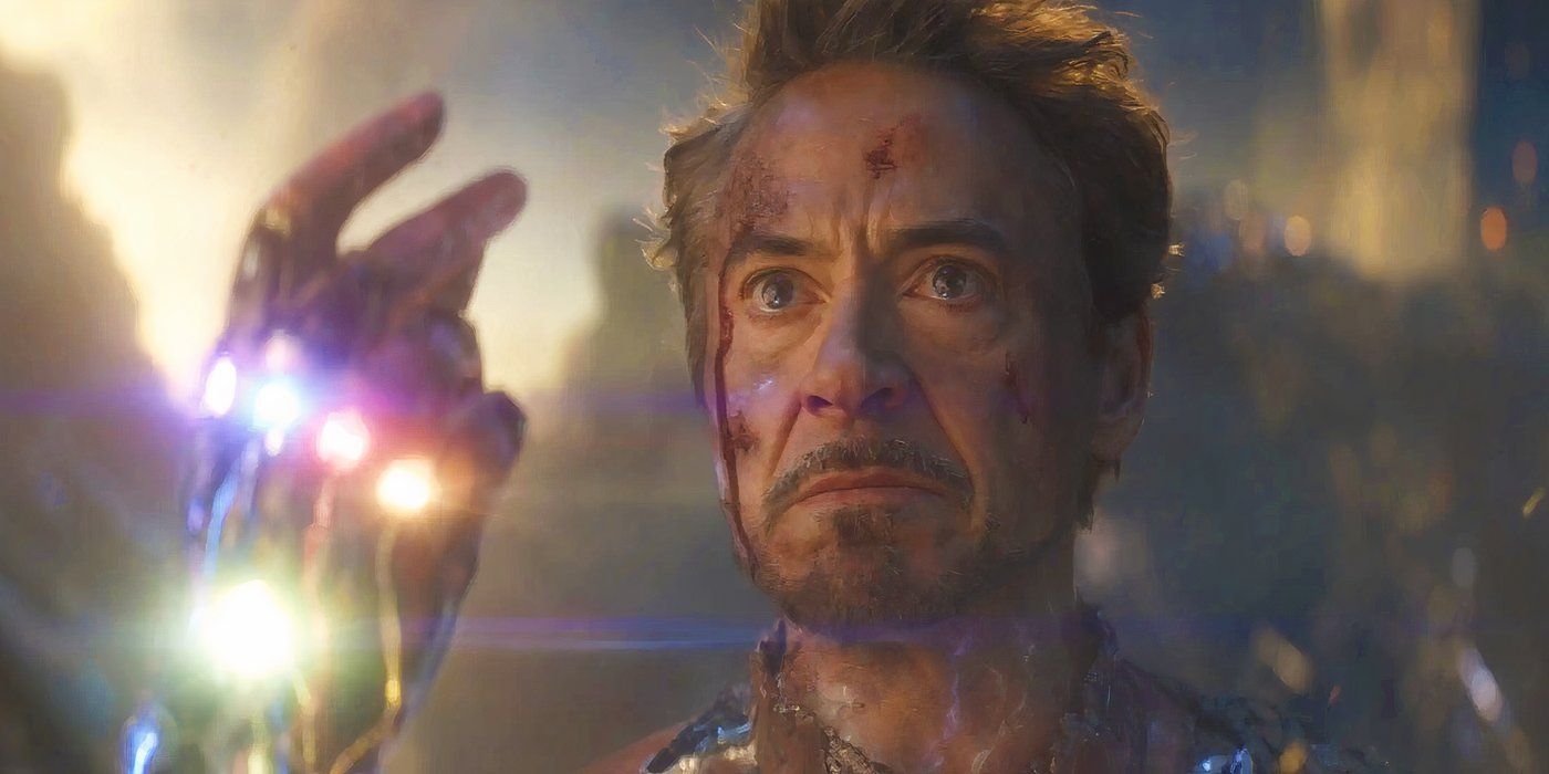 Tony Stark's Iron Man using the Infinity Stones in Avengers Endgame