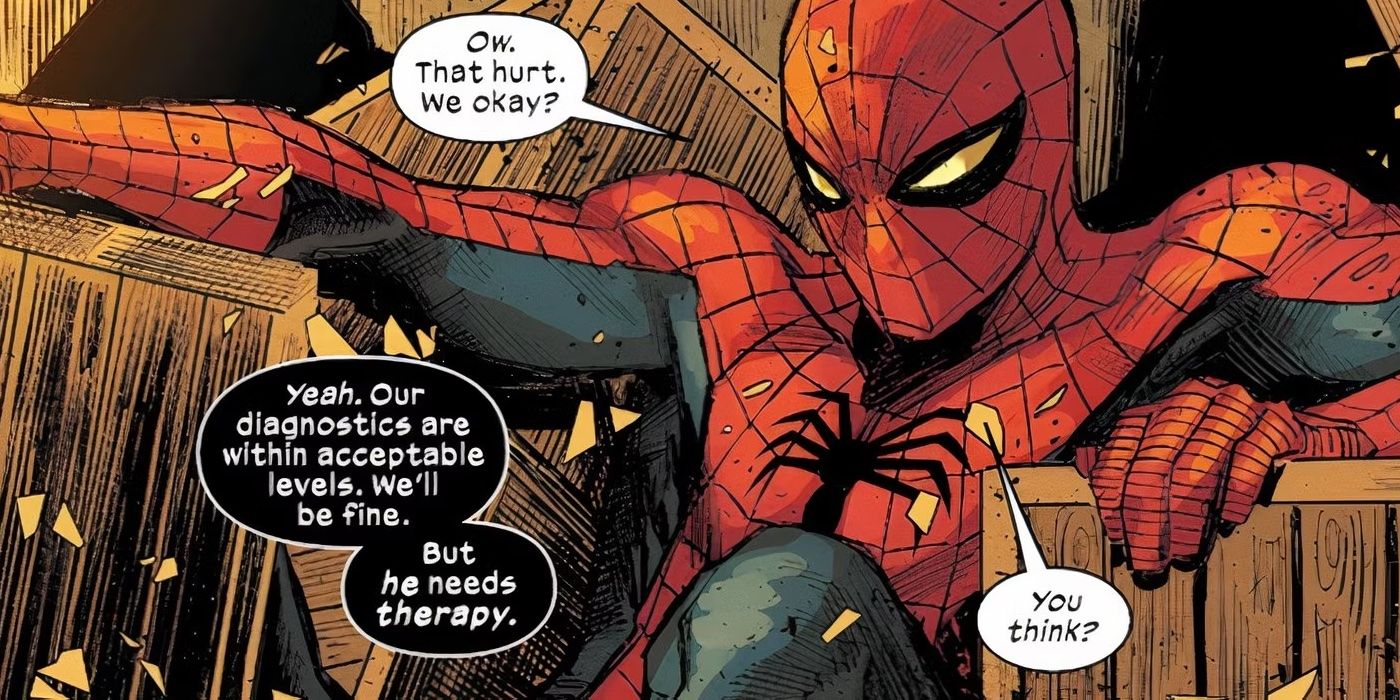 Ultimate Spider-Man talks to his AI after getting knocked down