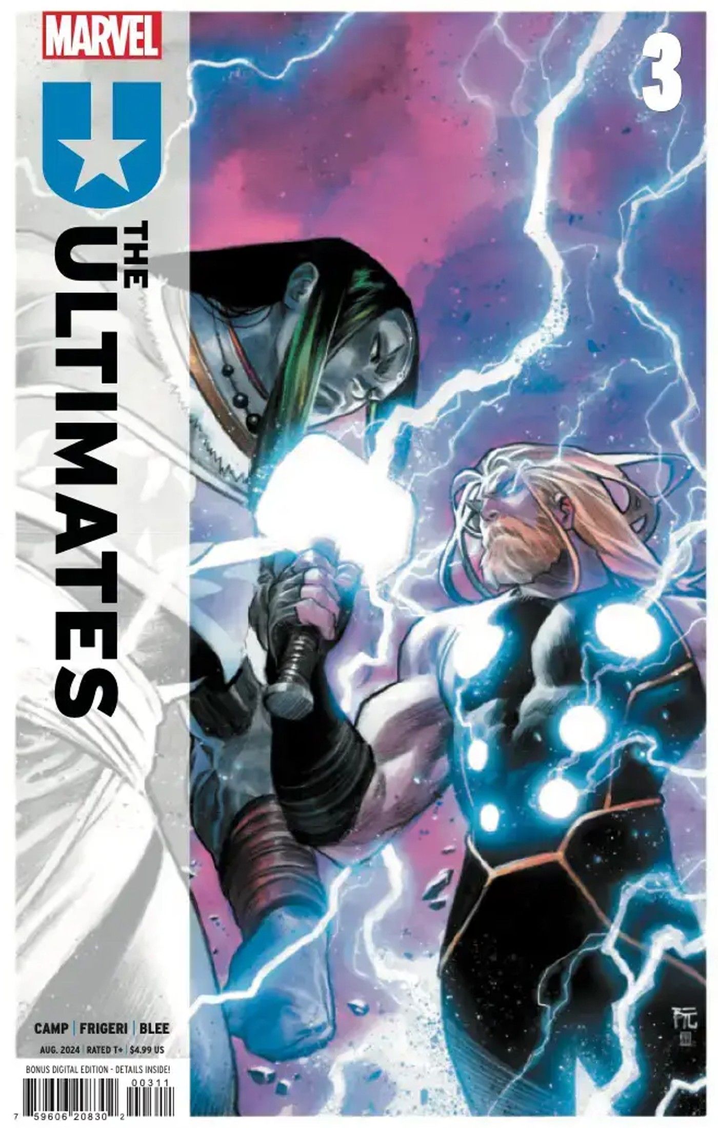 capa de quadrinhos ultimates 3, enquanto thor confronta she-hulk