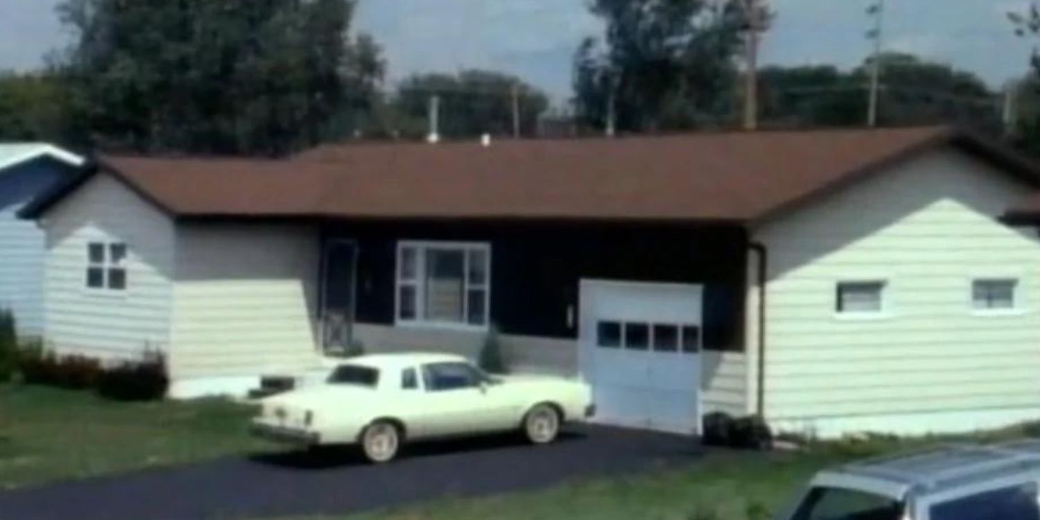 A still from Unsolved Mysteries. A photo of the Tallman House.