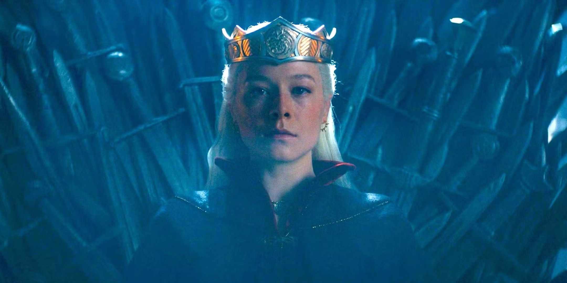 Rhaenyra sitting on the Iron Throne in House of the Dragon Season 2 Episode 8