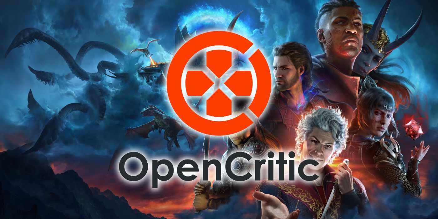 O logotipo do OpenCritic sobre o Baldur's Gate 3
