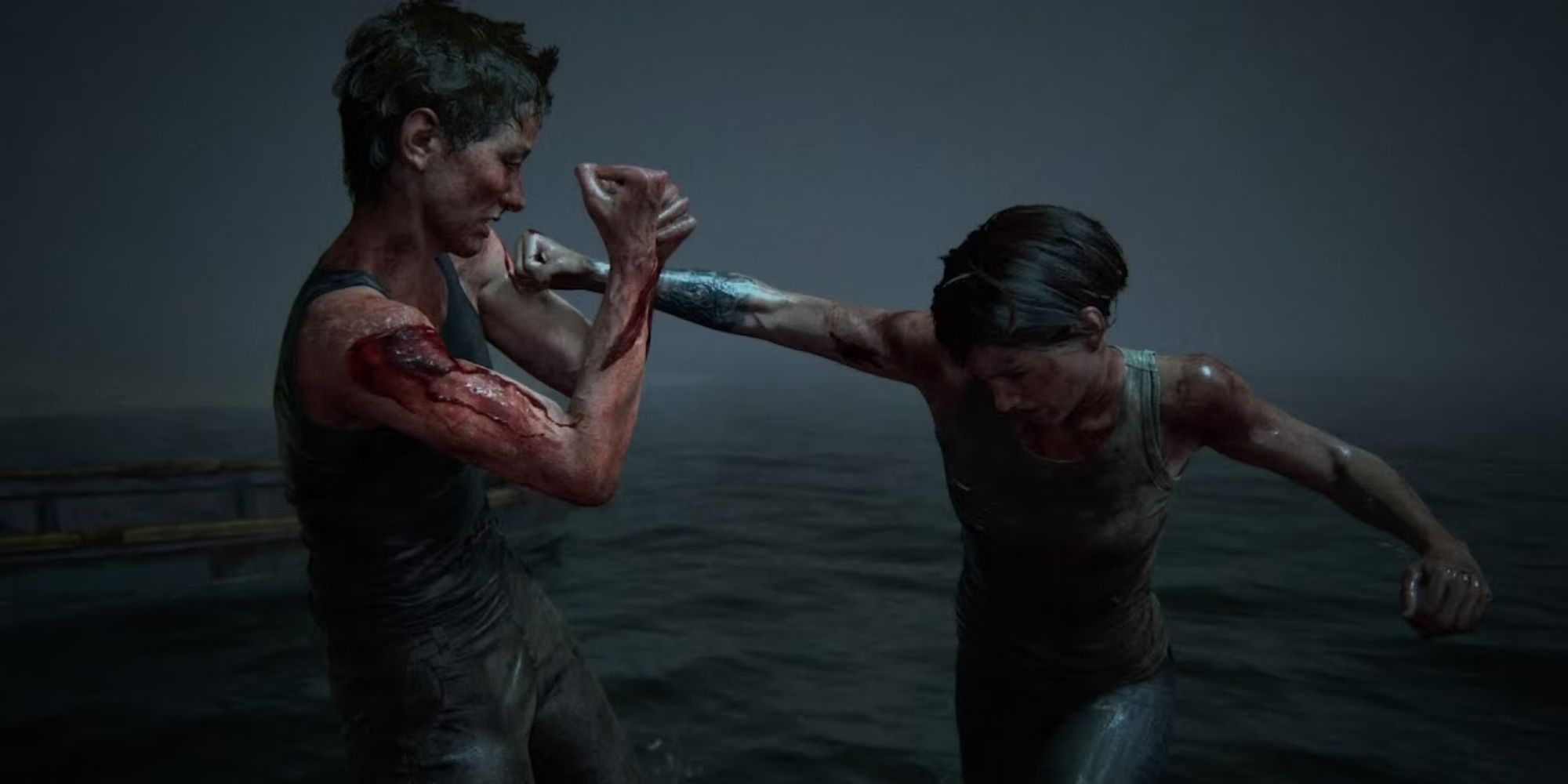 Abby and Ellie fighting in The Last of Us Part II