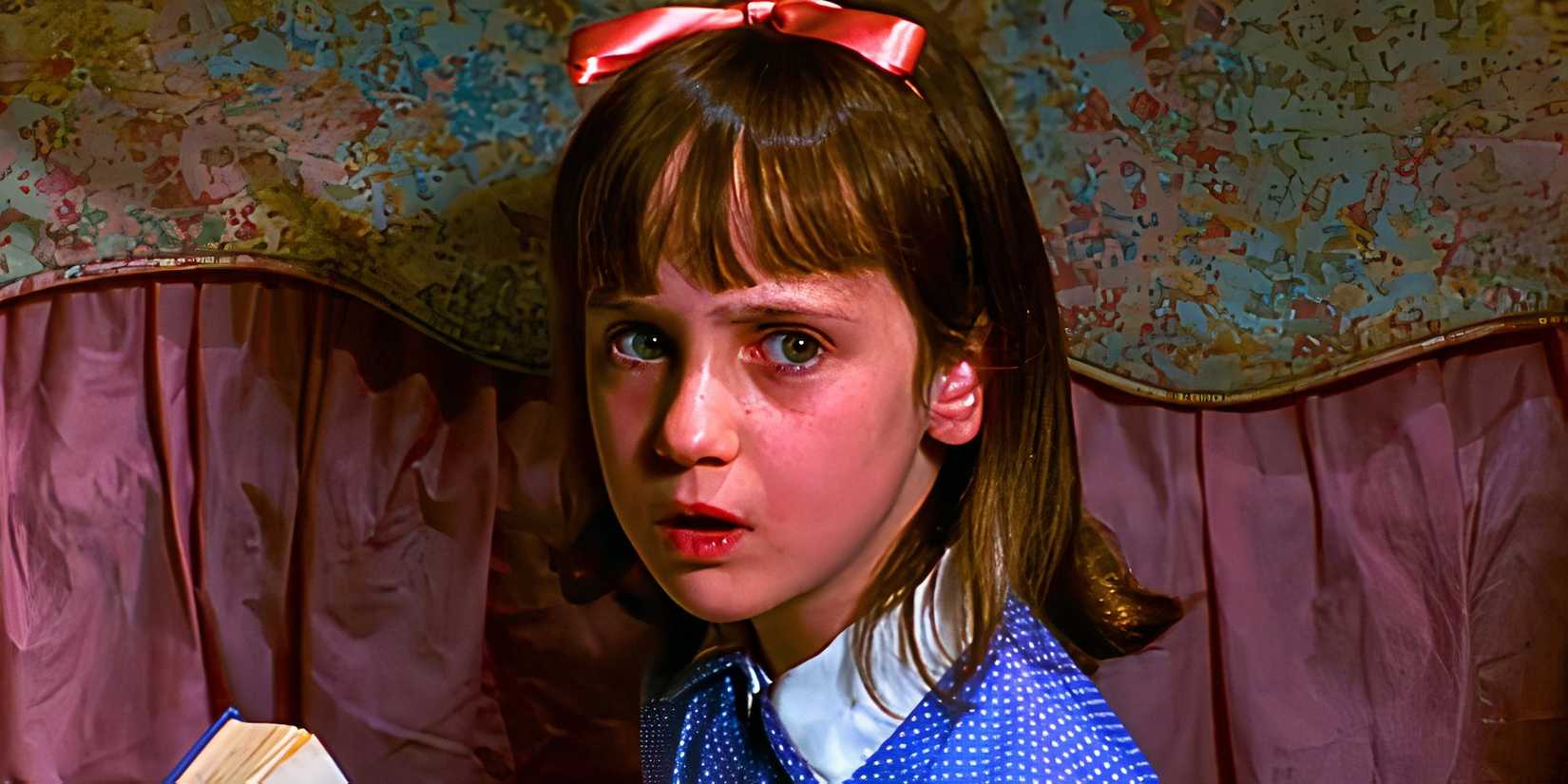 Mara Wilson looking confused as Matilda Wormwood in Matilda