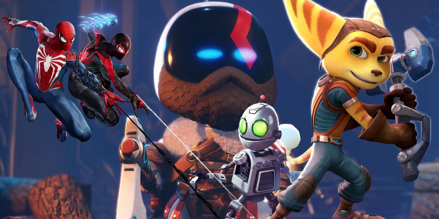 Two Spider-Mans, Astro-Bot as Kratos, and Ratchet and Clank