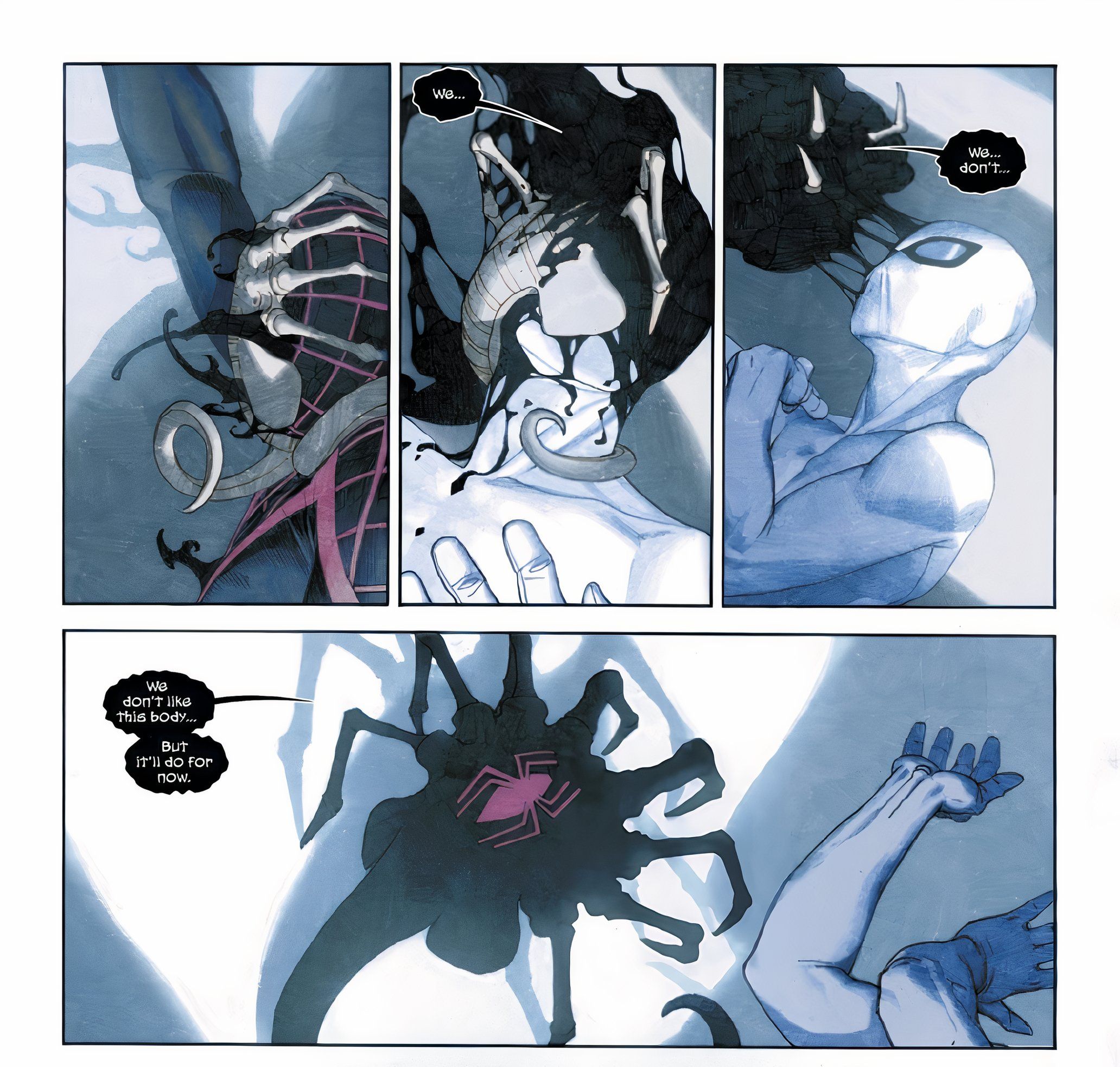 Venom se une a Facehugger para salvar a Miles Morales de ser asesinado.