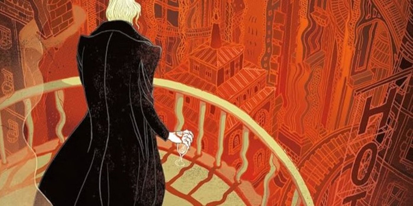 Capa de Vicious de V. E. Schwab com Victor Vale em pé em uma sacada