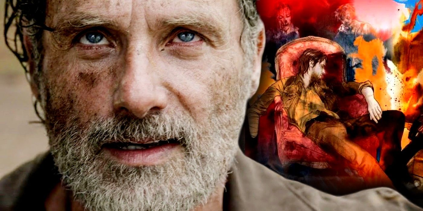 walking dead's rick grimes alongside comic art