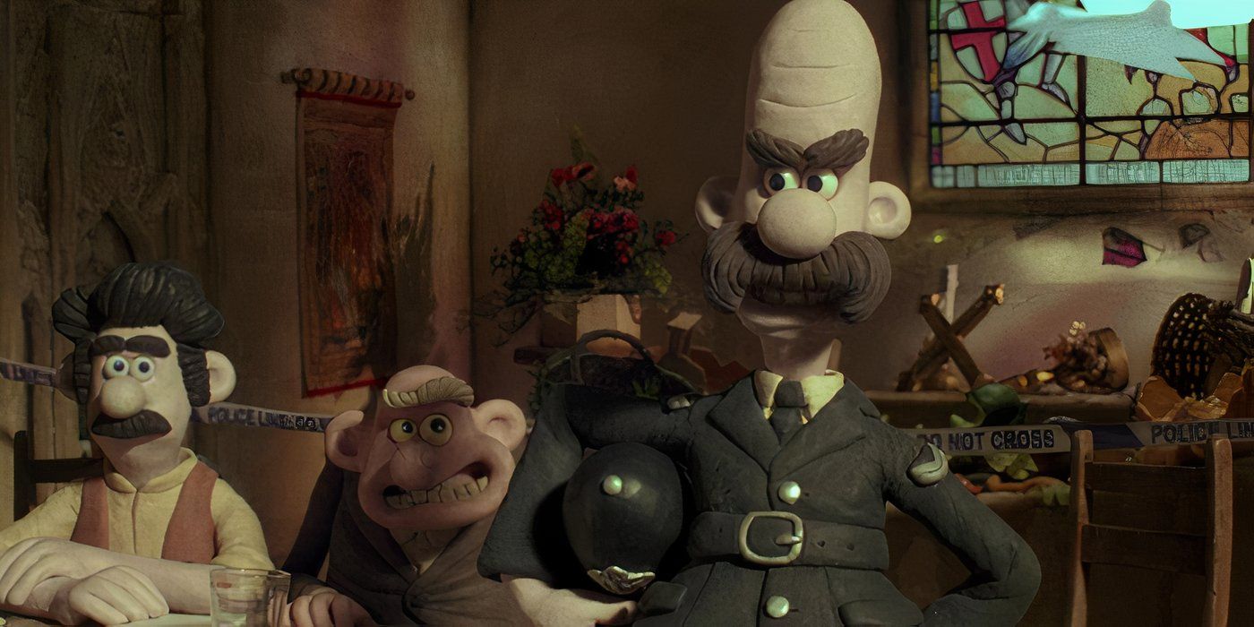 Mackintosh hält seinen Helm und spricht wütend in Wallace & Gromit: Curse of the Were-Rabbit