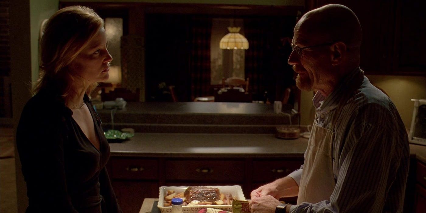 Walt and Skyler in the kitchen in Breaking Bad