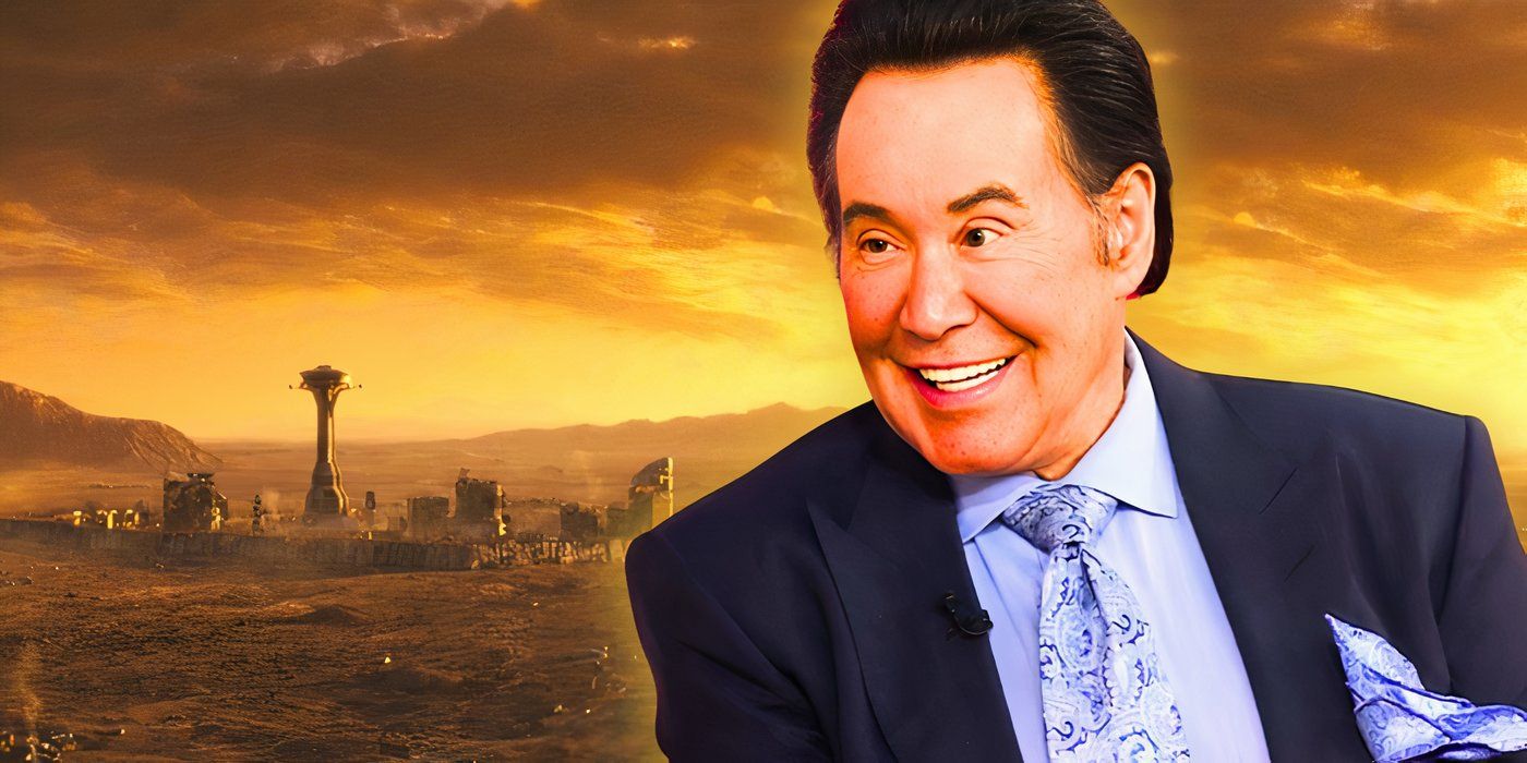 Wayne Newton com Fallout's New Vegas atrás dele