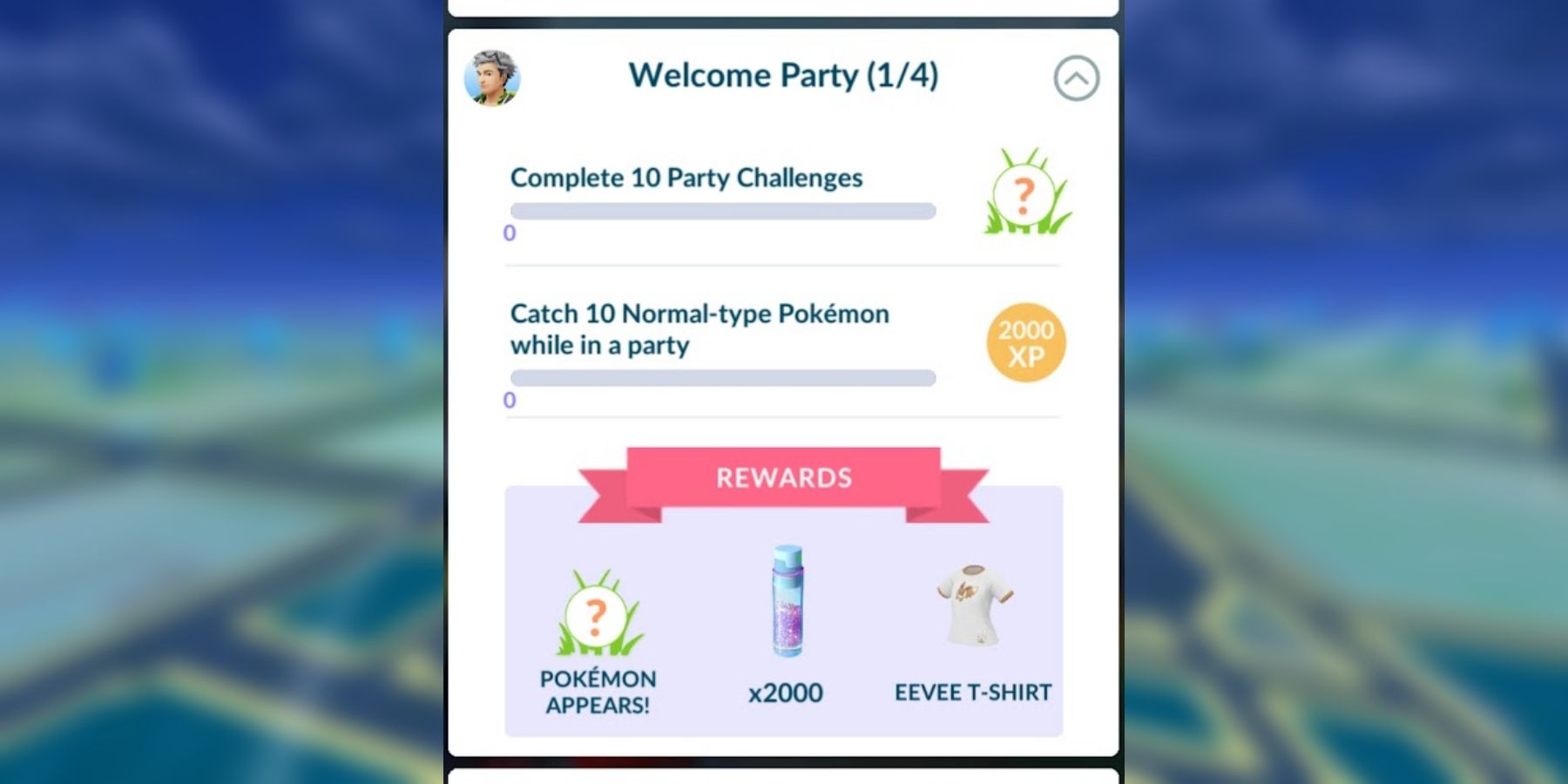 The first set of special Welcome Party research tasks in Pokemon GO and their rewards