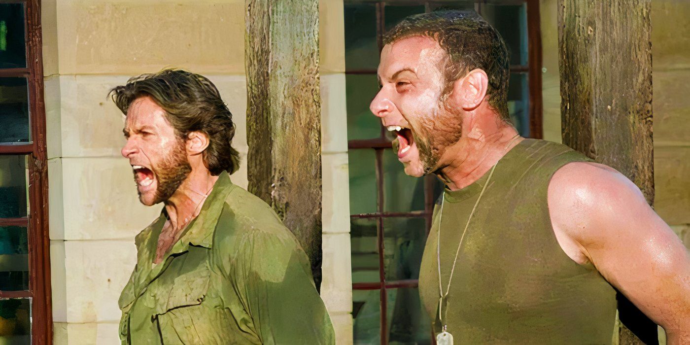 Wolverine e Sabretooth levando um tiro em X-Men Origins Wolverine