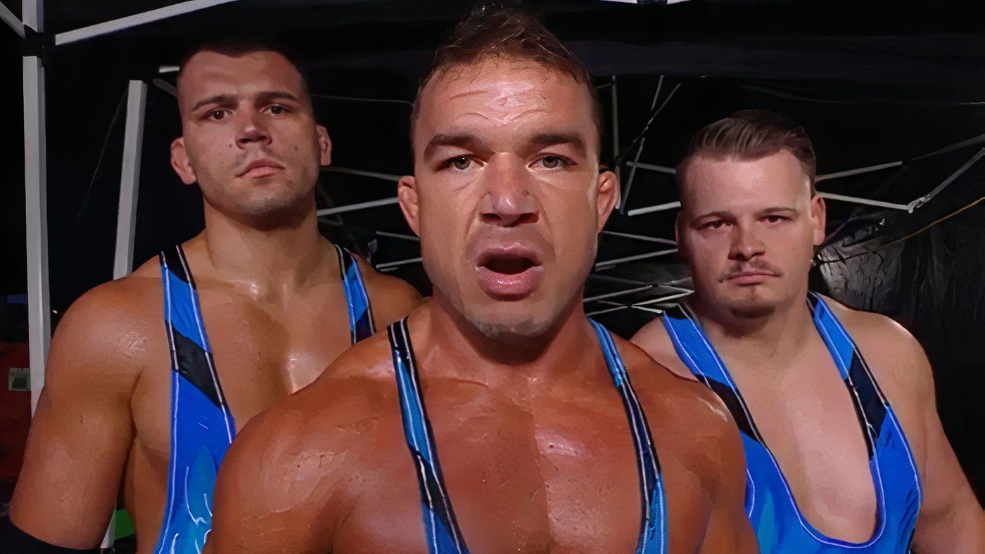 WWE American Made Chad Gable and the Creed Brothers walking and talking to the camera