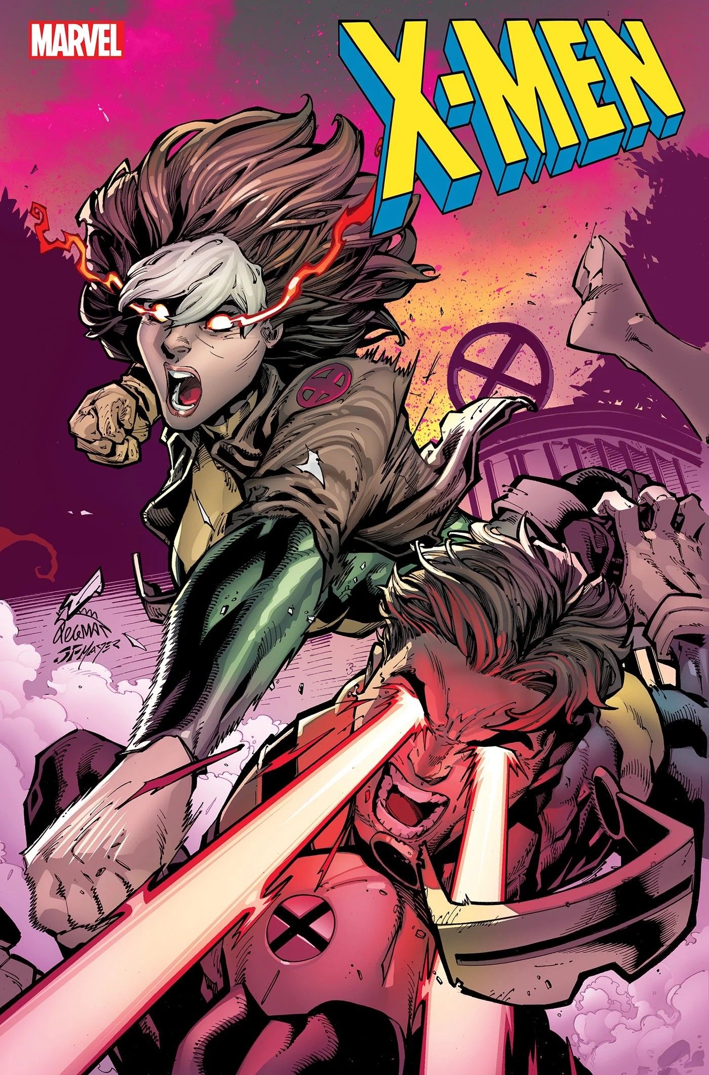 Capa de X-Men 8 onde Rogue dá um soco em Ciclope