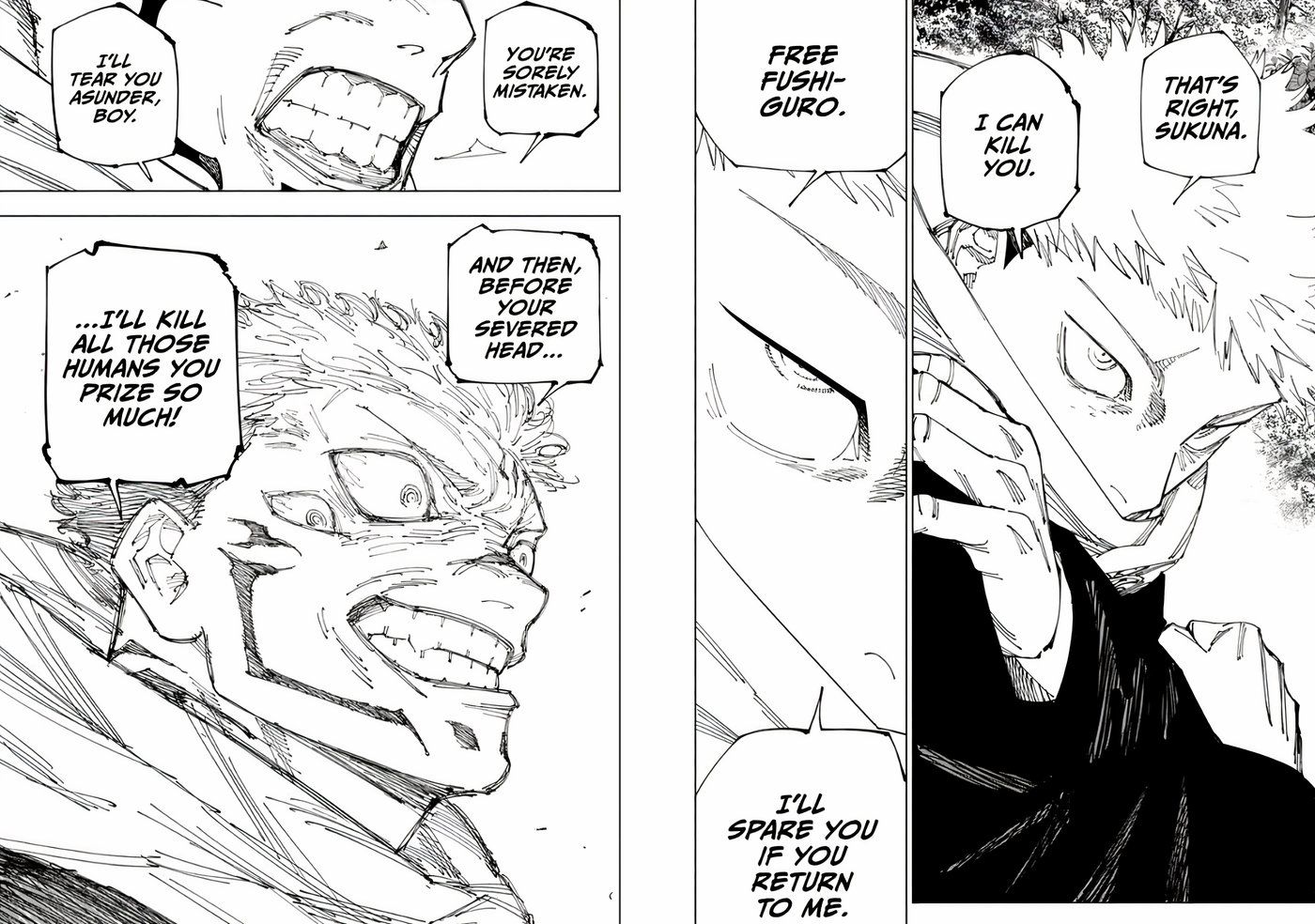 Yuji diz a Sukuna que ele pode matá-lo em Jujutsu Kaisen