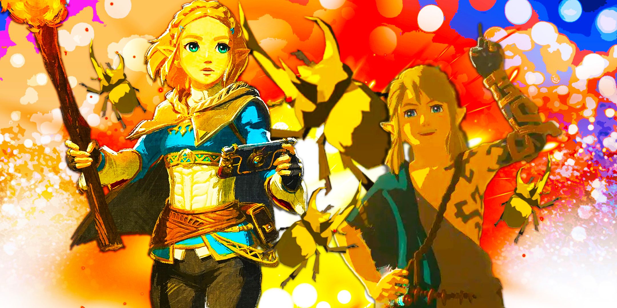 Zelda y Link con el escarabajo TOTK