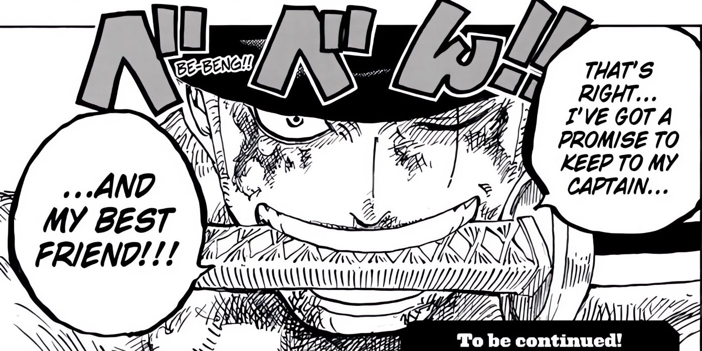 Zoro wishes to protect Luffy, calling him his best friend, during a battle.