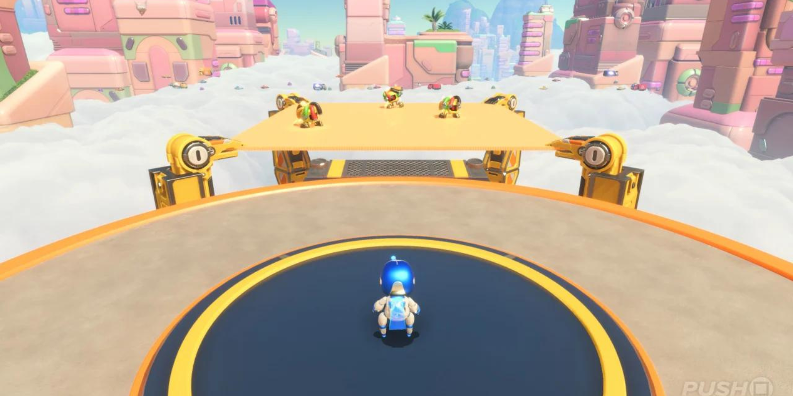 Posición inicial del nivel 1 de Astro Bot Crumble Rumble