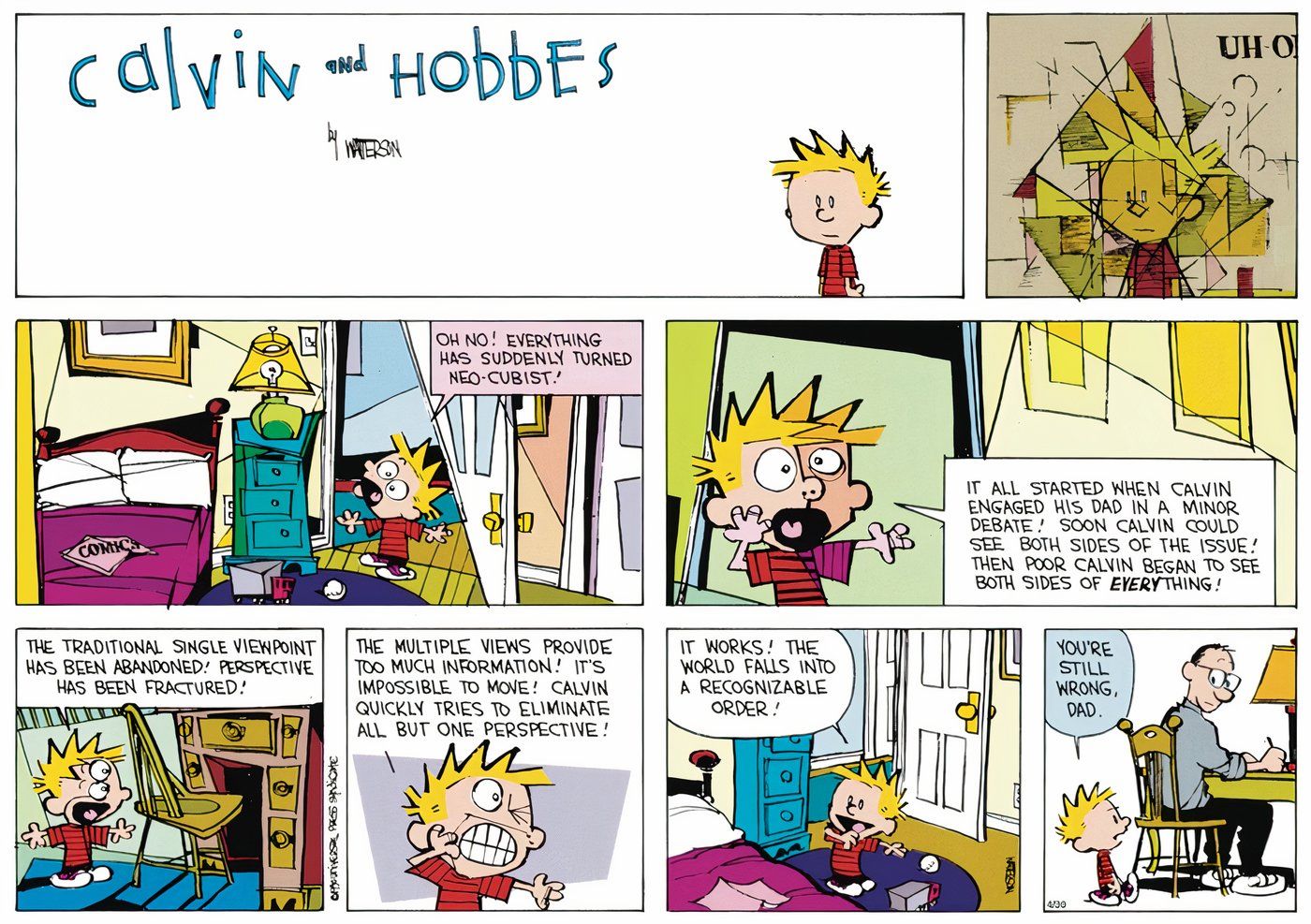 Calvin trapped in a neo-cubist world.