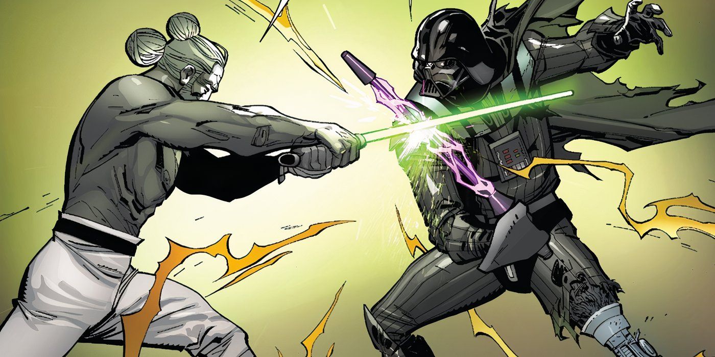 Darth Vader battles Jedi Master Kirak Infila. 