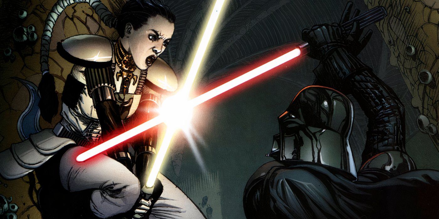 Darth Vader lightsaber duel with Jedi Master Celeste Morne of the Old Republic.