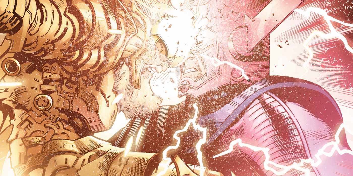 Odin slams his head into Galactus' face.