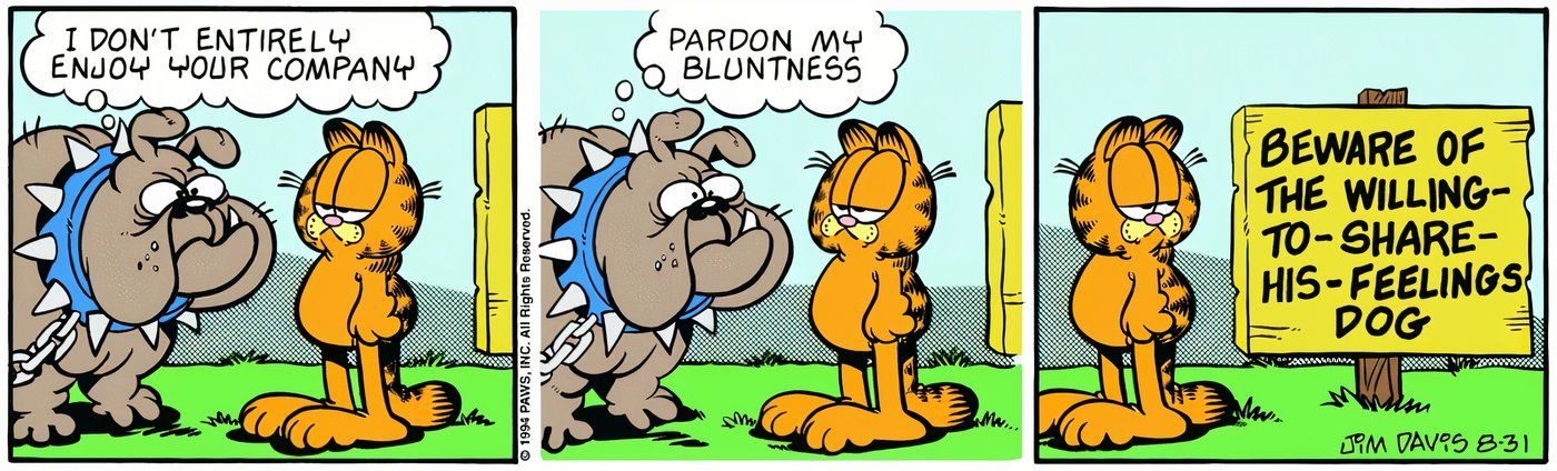 Garfield meeting a very rude dog.