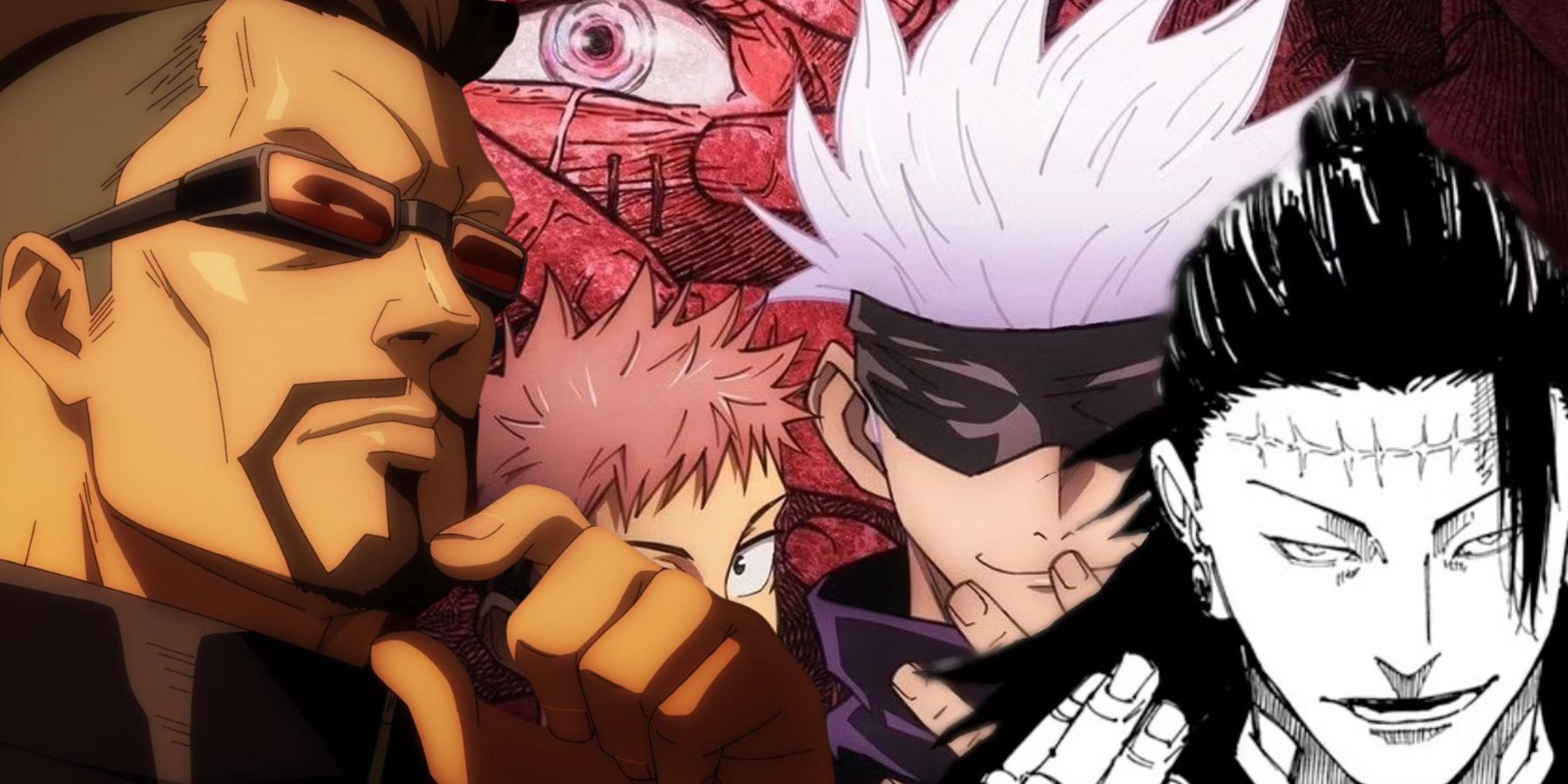 Masamichi Yaga in th front with other several characters from Jujutsu Kaisen