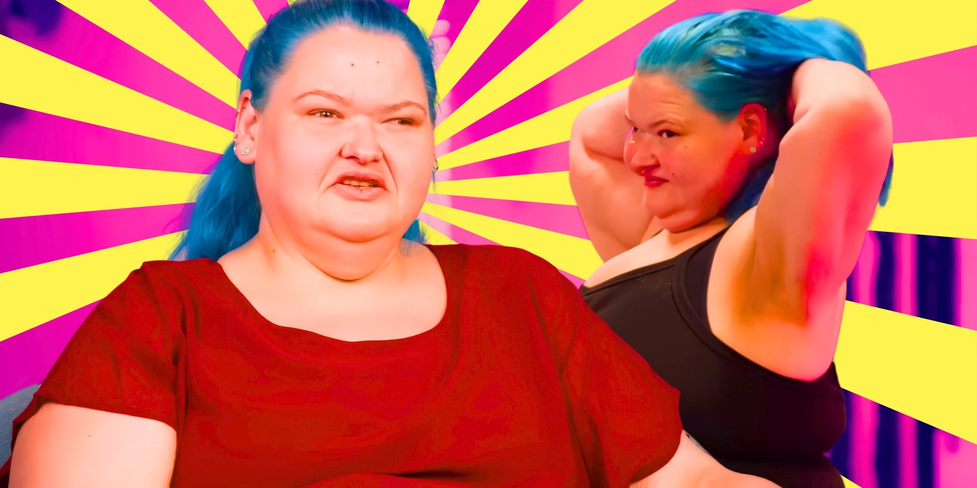 1000-lb Sisters Amy Slaton in side by side images looking concerned