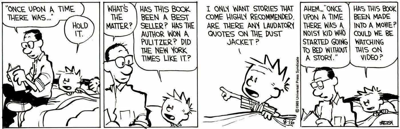 Calvin interrompe il padre durante la favola della buonanotte.