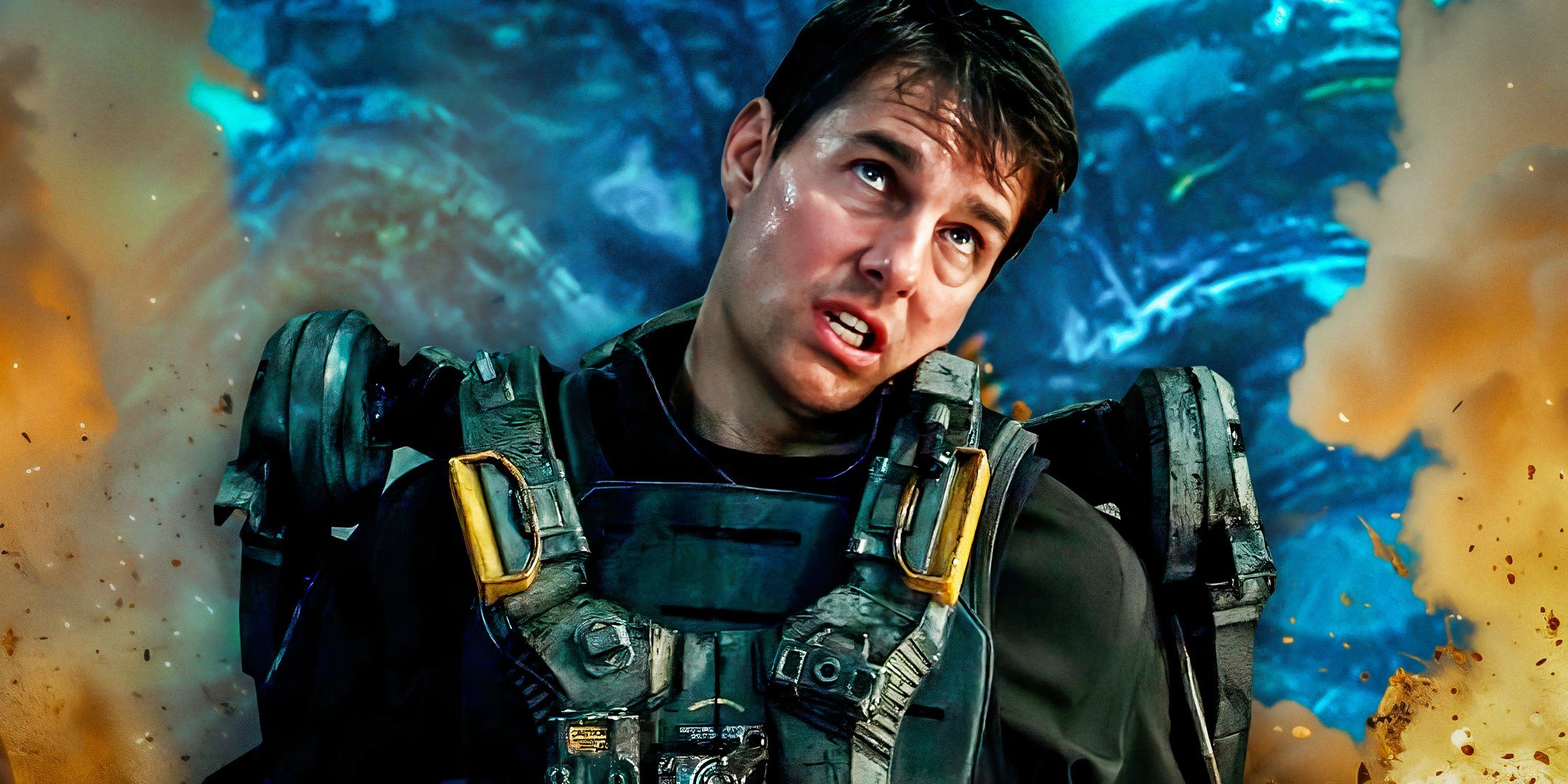 Tom Cruise como el mayor Willian Cage en Al filo del mañana