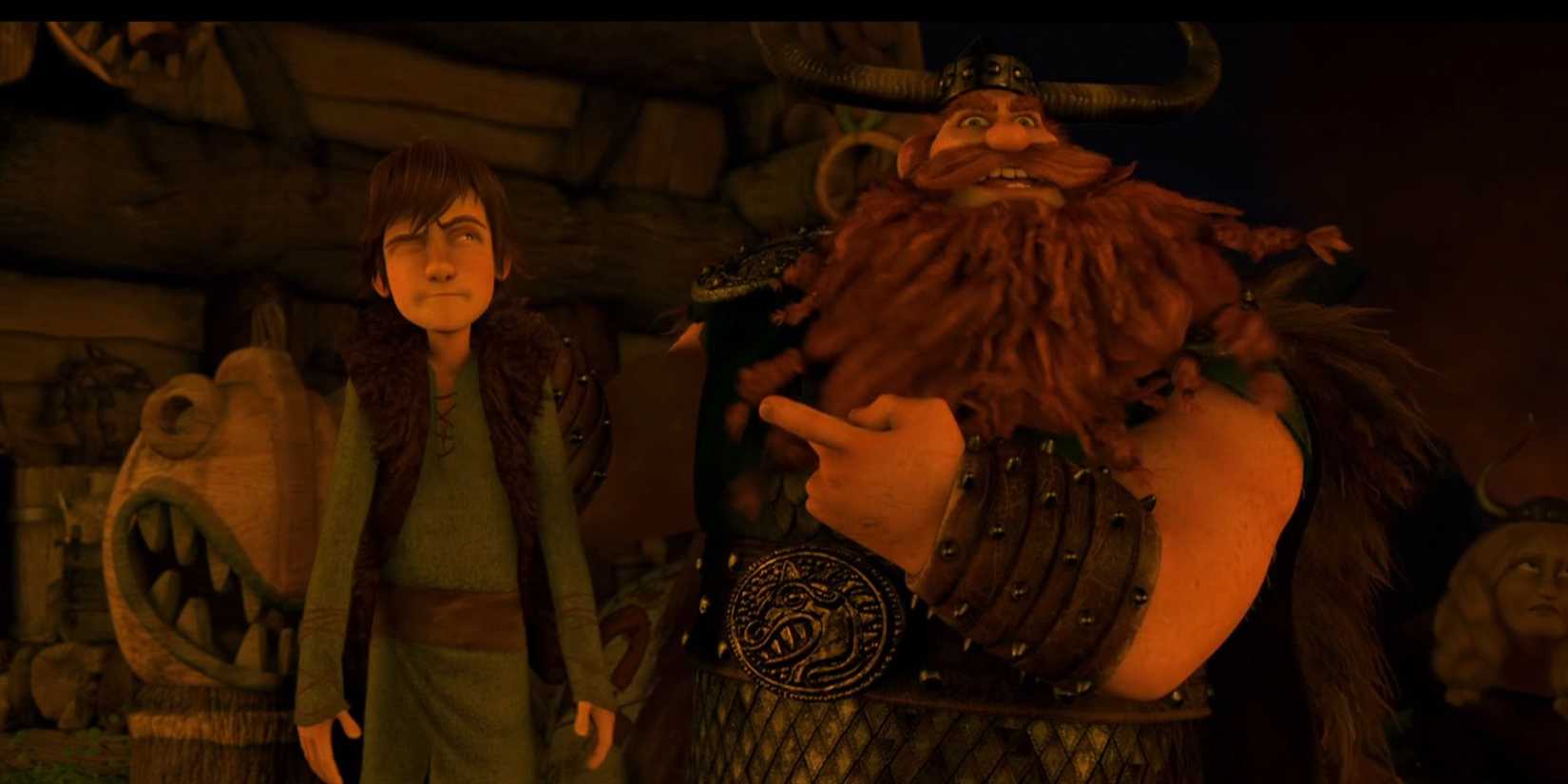 Stoick pointing at Hiccup in How to Train Your Dragon