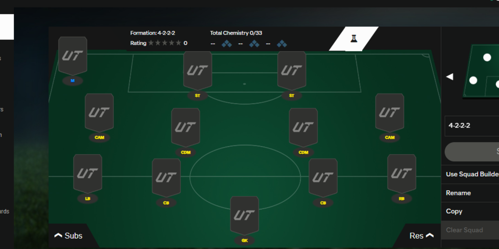 Configuração do EA Sports FC 25 em 4-2-2-2