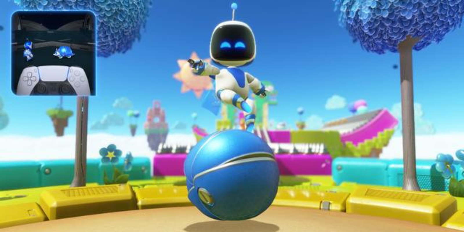 Astro Bot Rolling Star Sola nível com Astro em cima da bola