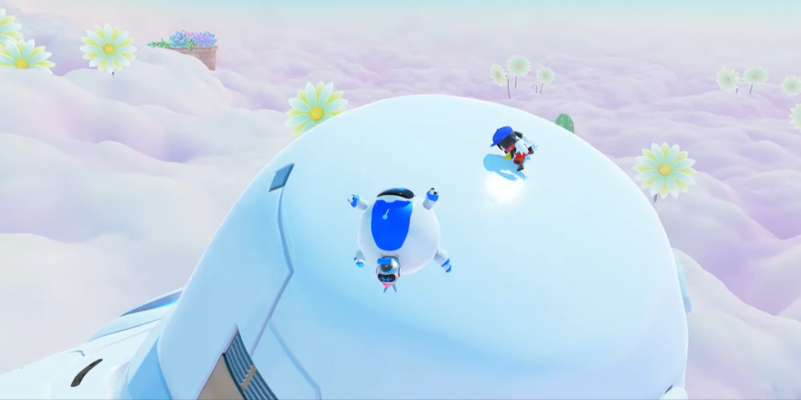 Astro Bot Balloon Breeze Localização do bot no topo da cabeça do gigante