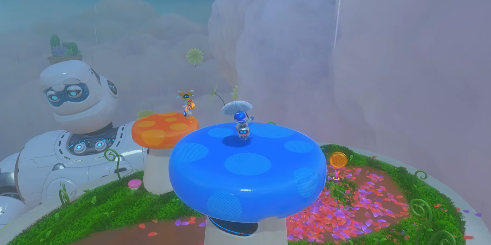 Astro Bot Balloon Breeze Bot sendo carregado por abelha