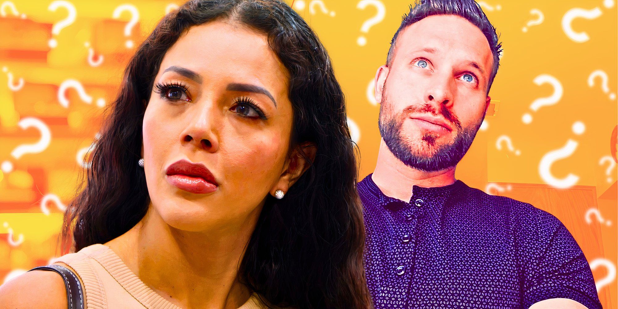 90 Day Fiancé Jasmine Pineda with serious look and Matt Branis taking mirror selfie