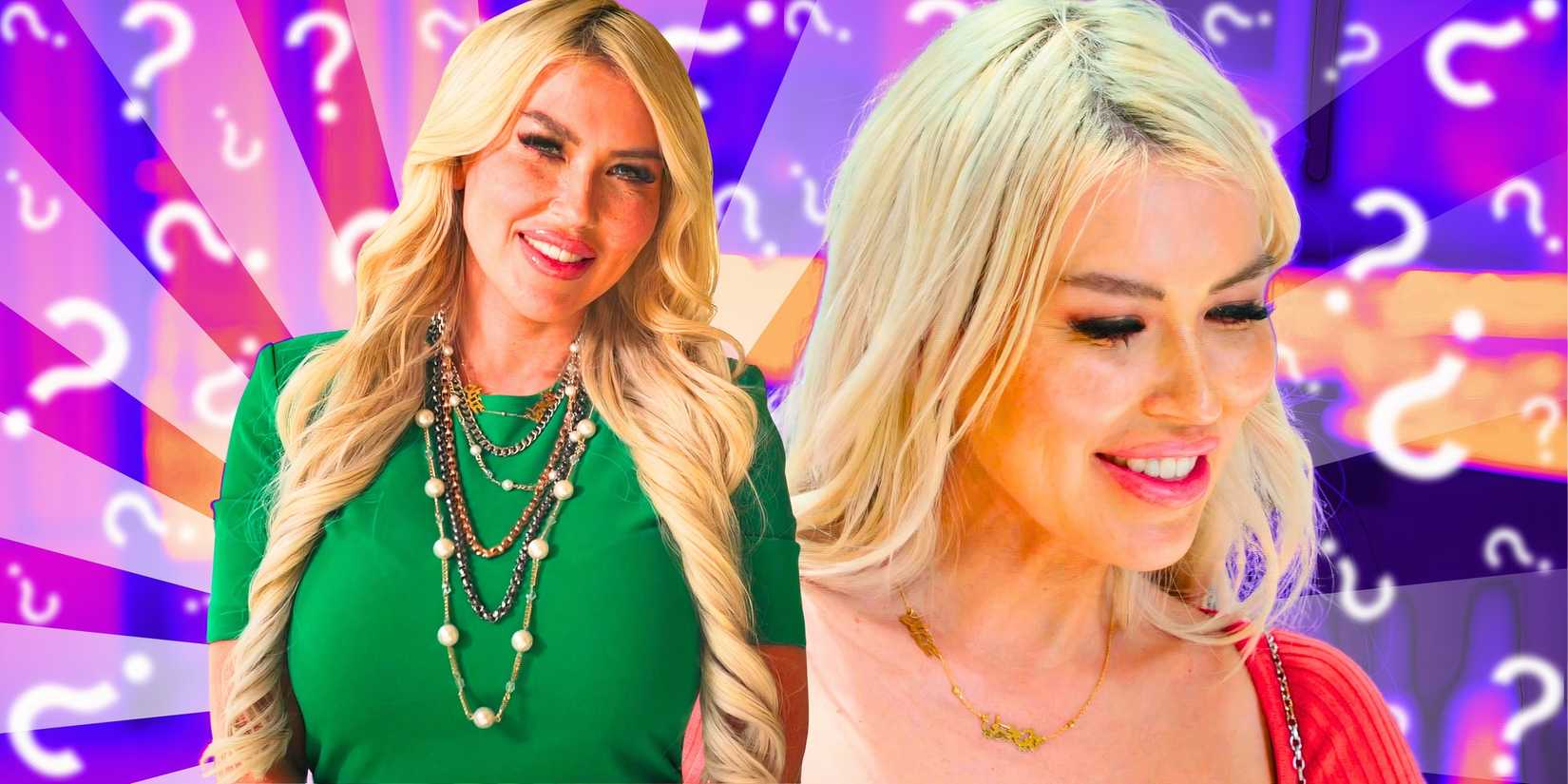 90 Day Fiancé's Tigerlily Taylor smiling in green top and looking down in background