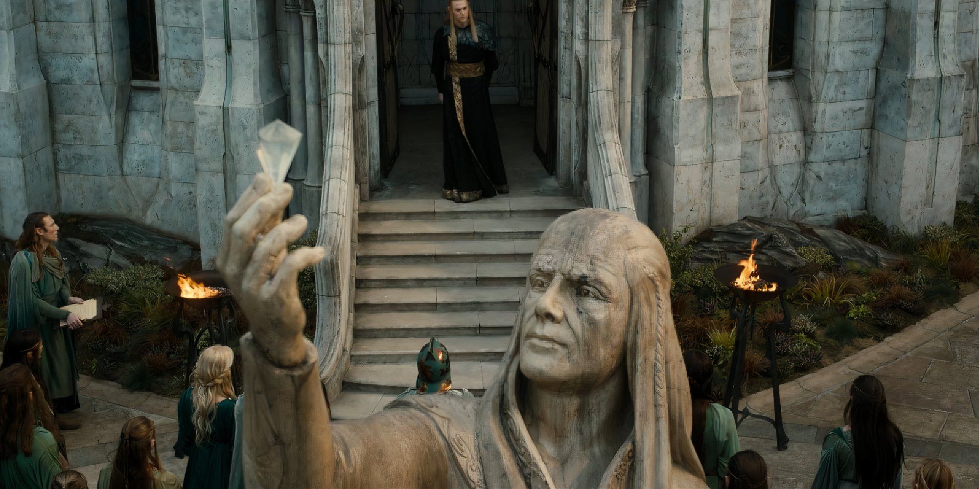 A statue of Feanor in Rings of Power