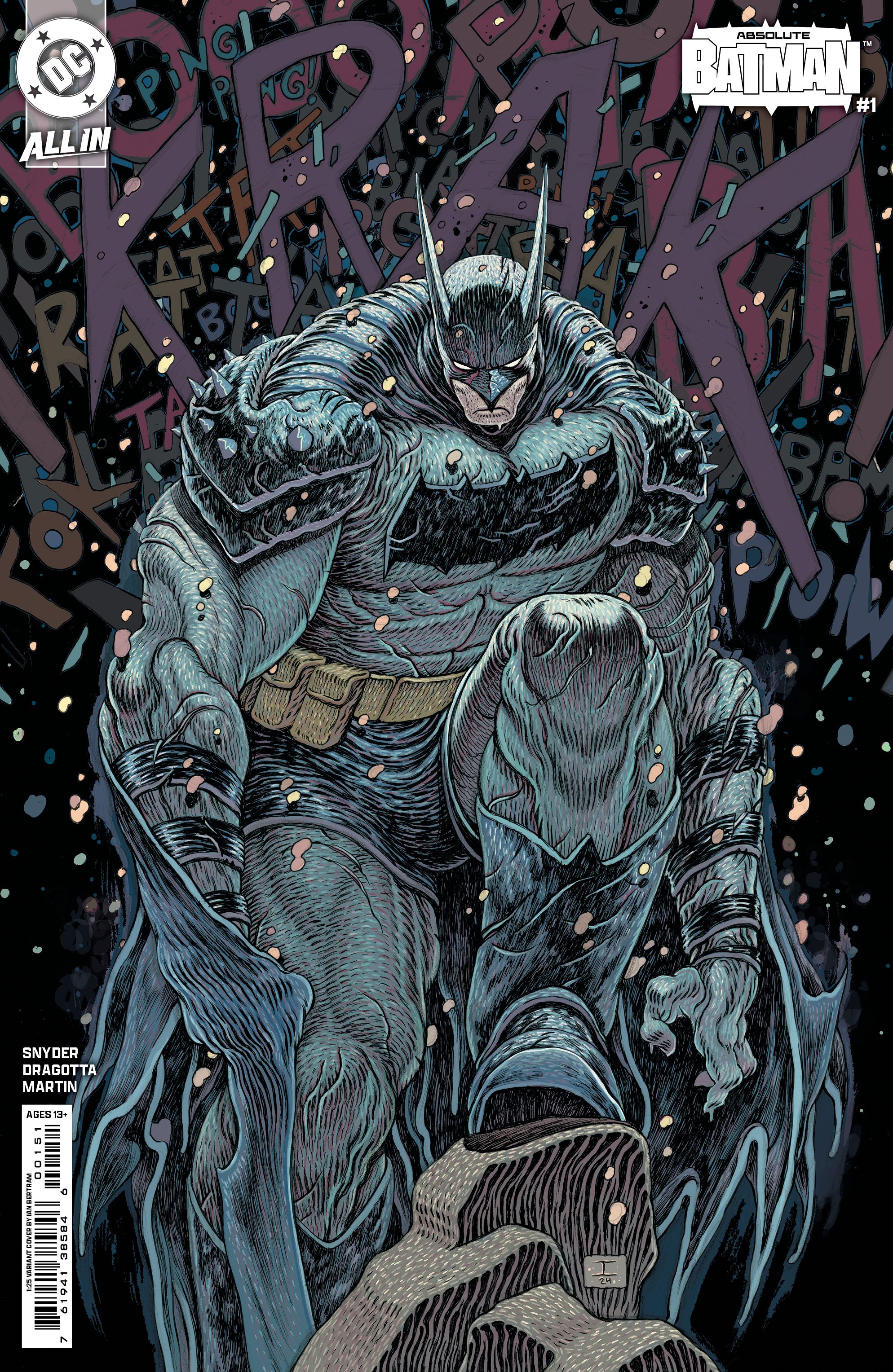 Portada del cómic: la enorme versión Absolute de Batman posa frente a SFX.