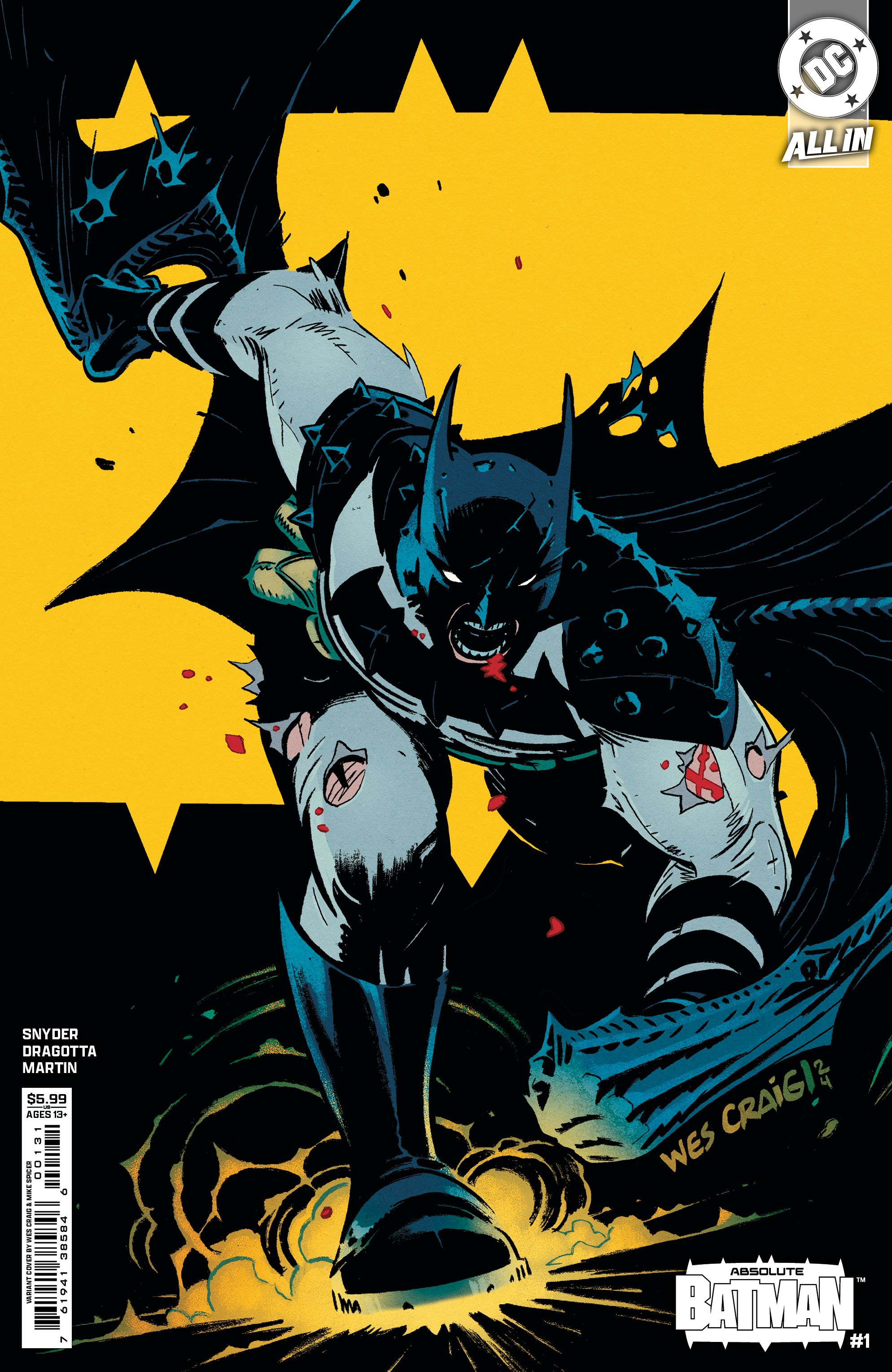 Portada del cómic: Batman absoluto corre hacia el lector.