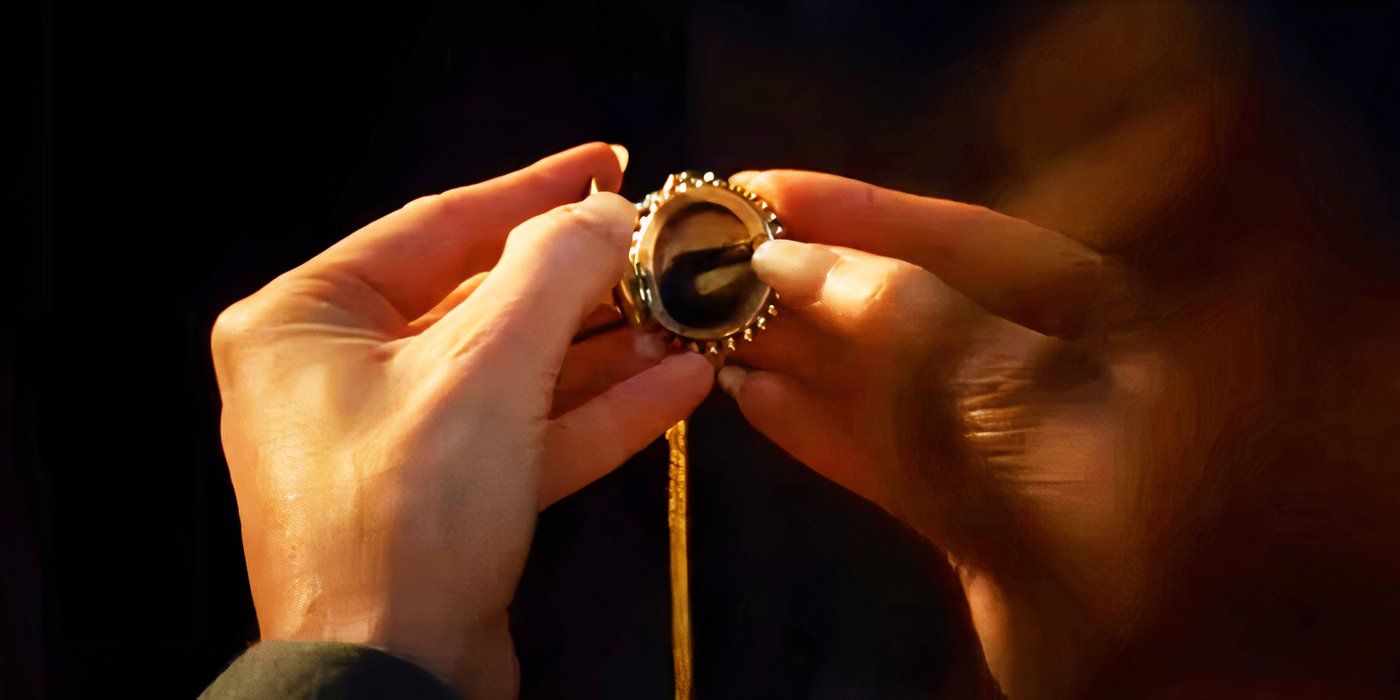 Agatha looking at hair in her locket in Agatha All Along