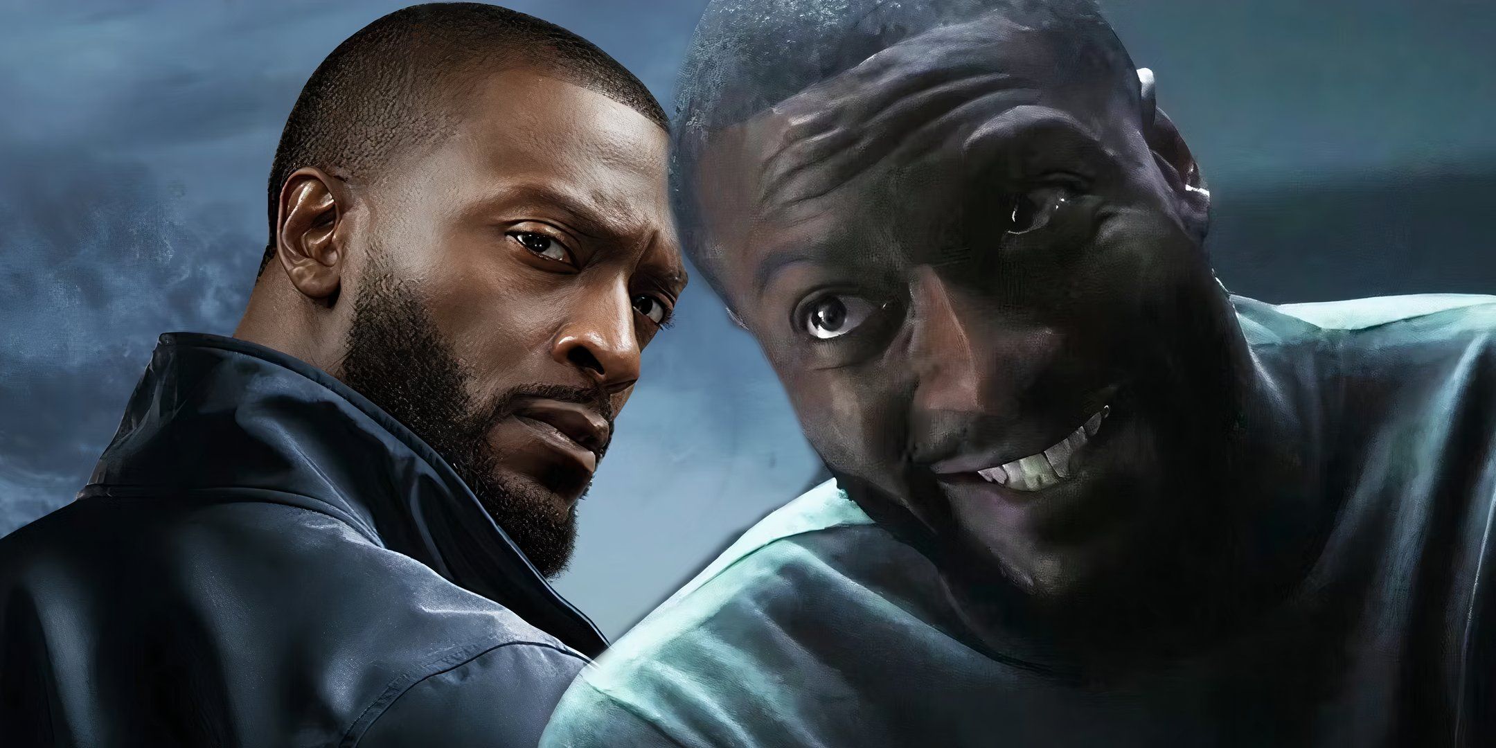Aldis Hodge as Alex Cross looking intense in Cross poster next to Aldis Hodge as Alex Cross smiling in Cross season 1 trailer