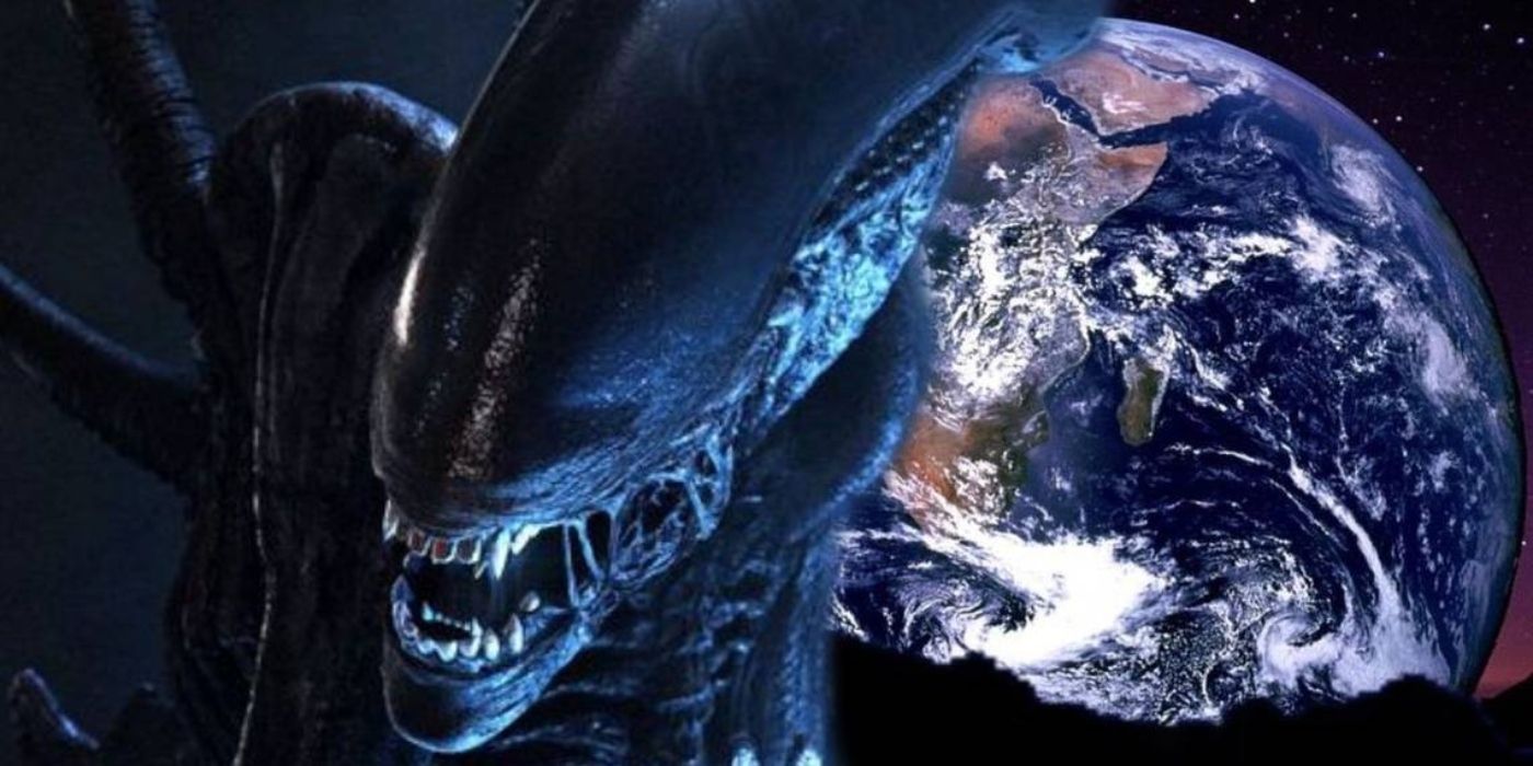 Behind the Alien Xenomorph is Earth.