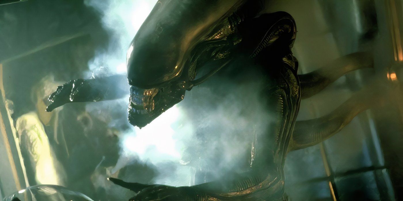 The original Xenomorph surrounded by smoke from 1979's Alien. 