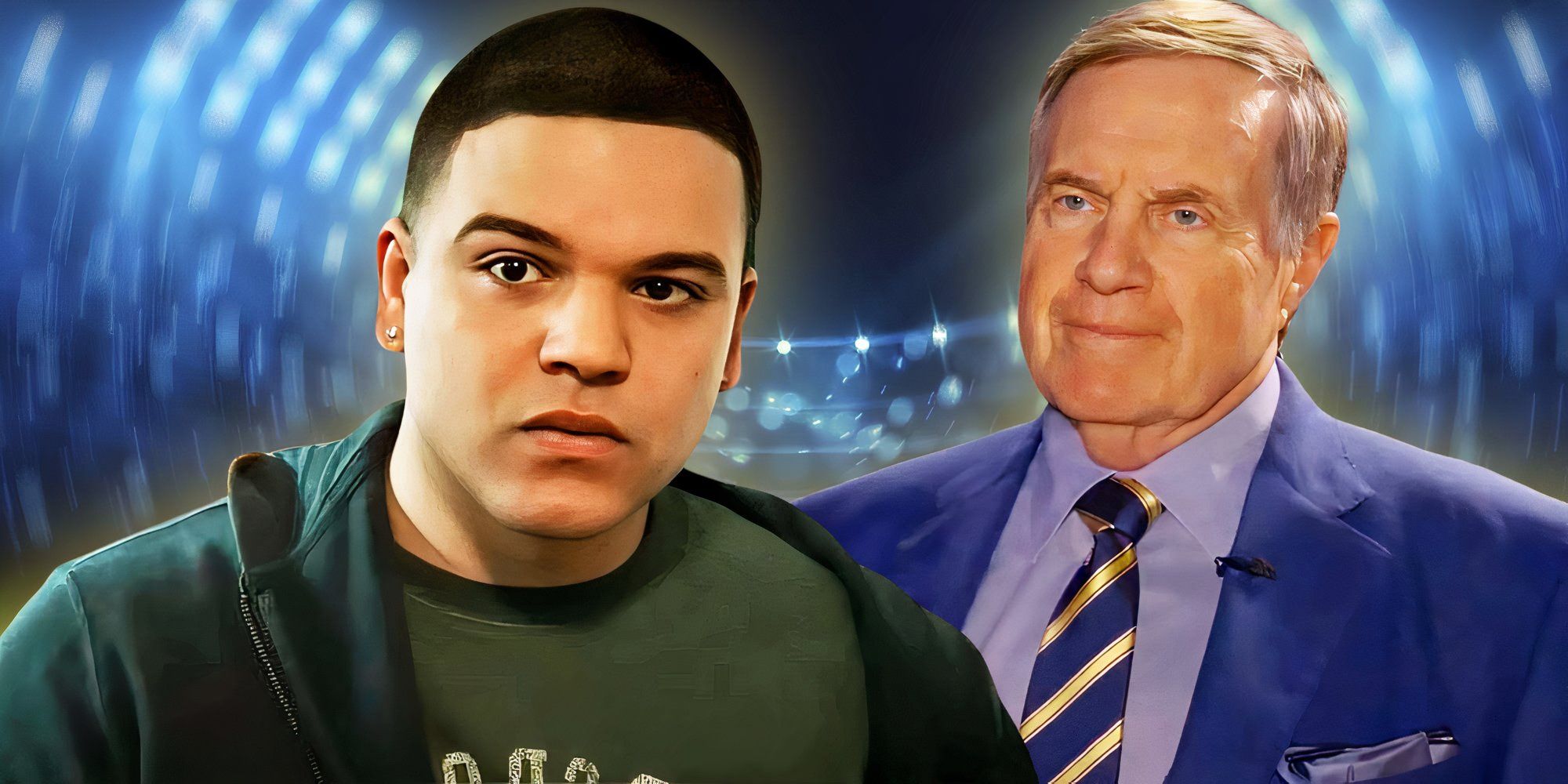 La leyenda del deporte estadounidense Aaron Hernandez y Bill Belichick