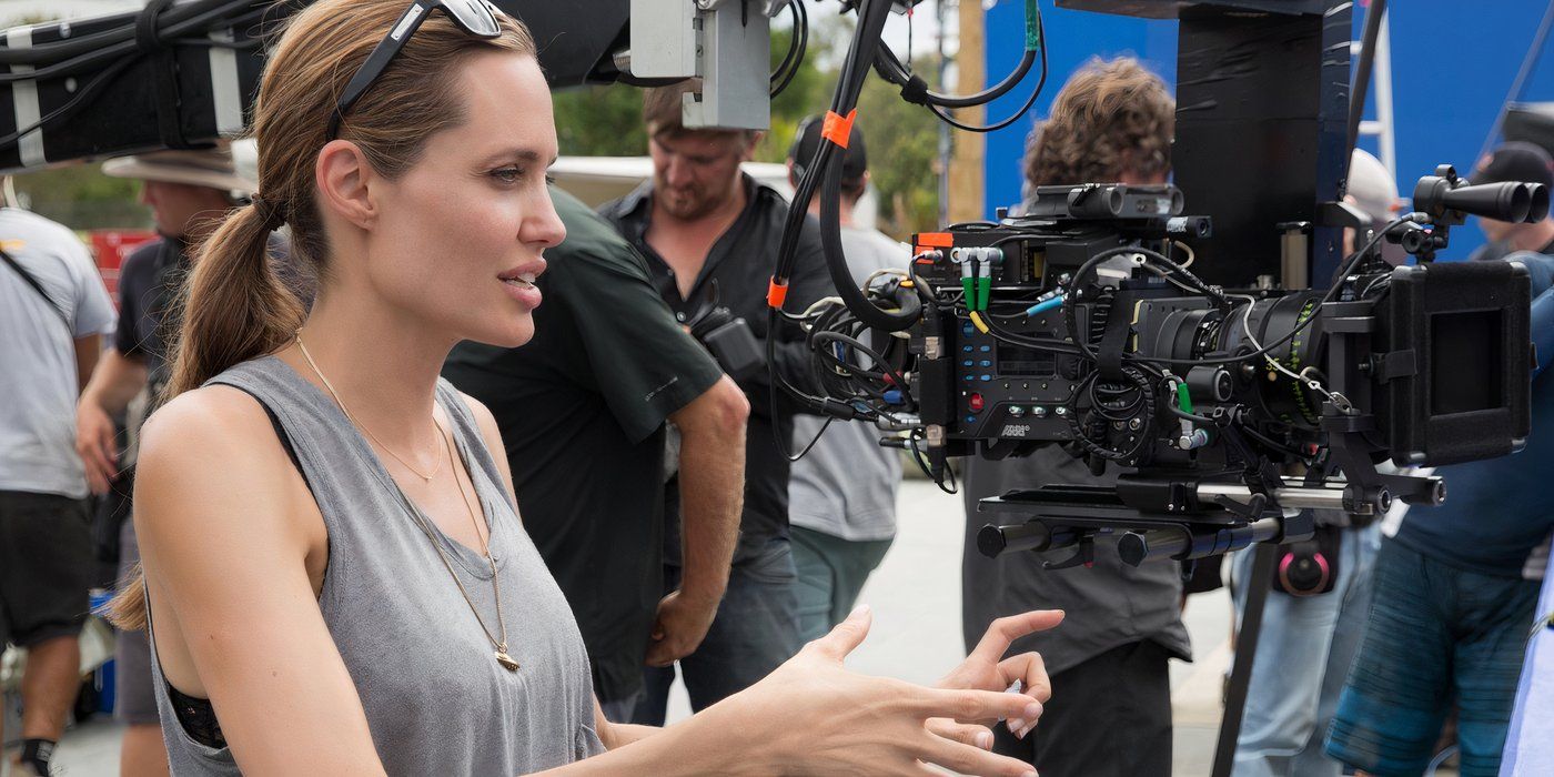 Angelina Jolie directing on a movie set