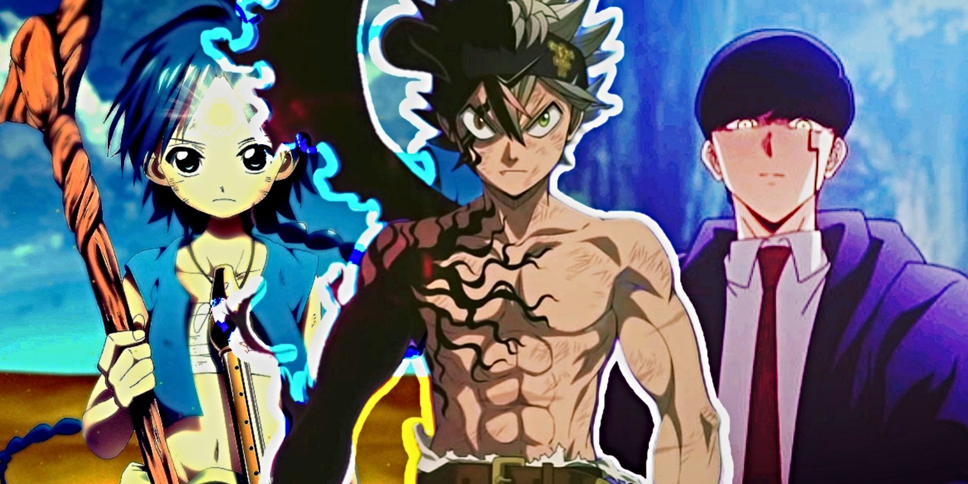 Asta, Aladdin from Magi and Mash from Mashle, animes for Black Clover fans