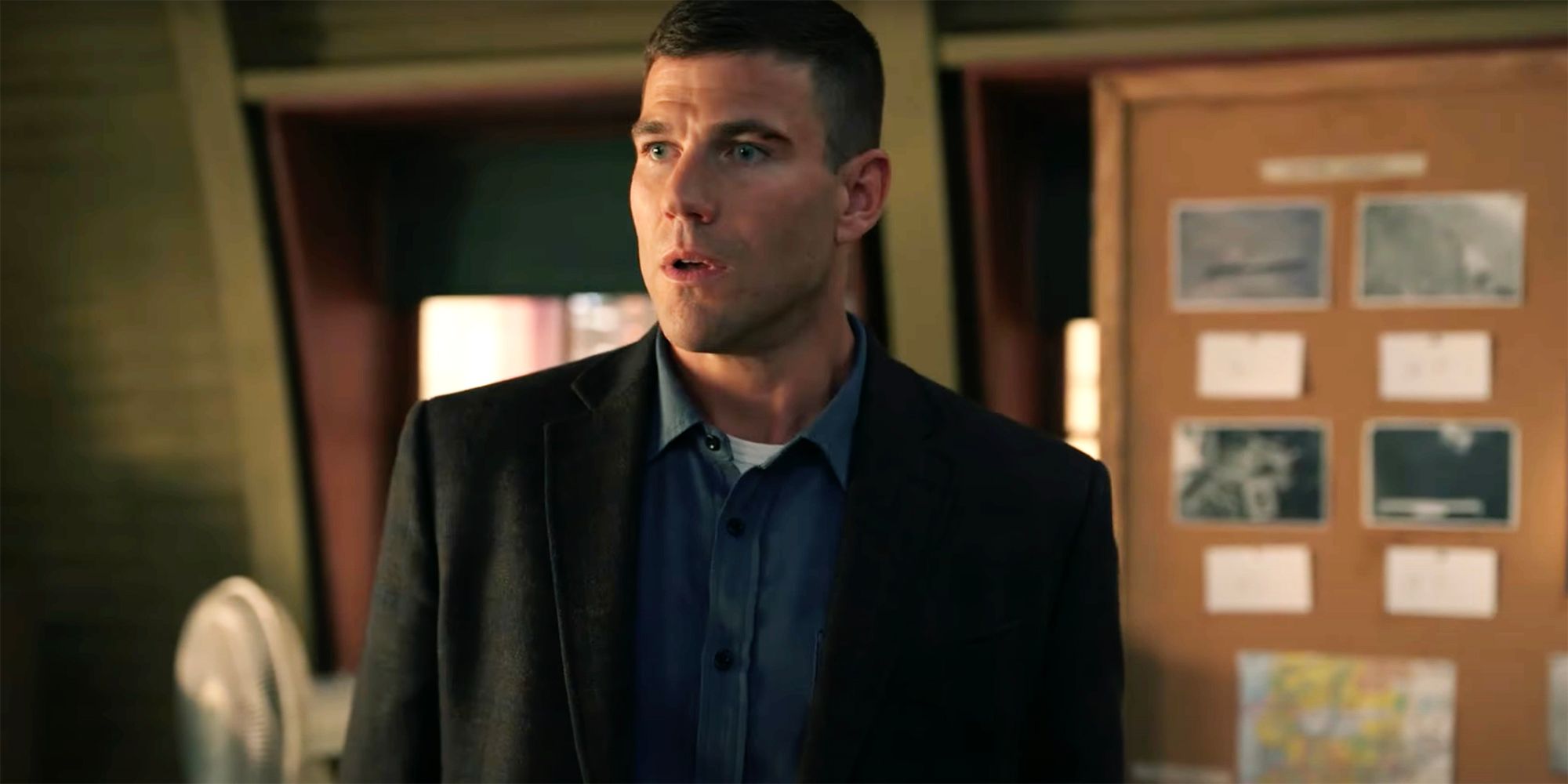 Austin Stowell looking shocked as Gibbs in NCIS Origins